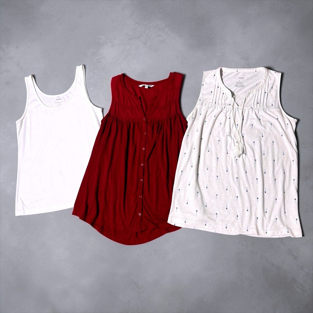 Sonoma Goods For Life Womens Large Tank Top Bundle Red White Blue Arrow 3 Piece